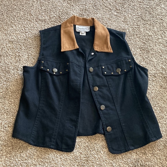 Stonebridge petites black and suede western vest - Picture 2 of 7